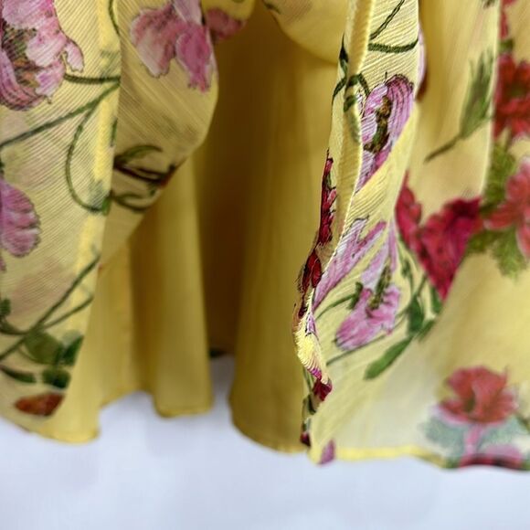 BB Dakota Botanical Bae Yellow Floral Print Long Sleeve Dress Size 0 - Picture 8 of 14